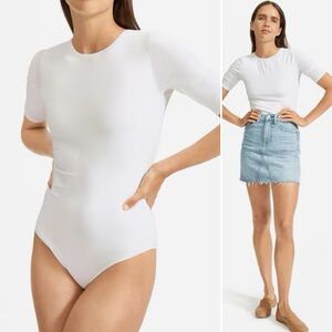 NWOT Everlane White Short Sleeve Crewneck Bodysuit Bikini Size L